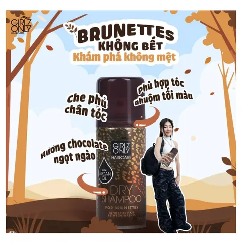Dầu Gội Khô Girlz Only Cho Tóc Nâu, Tối Màu 100ml