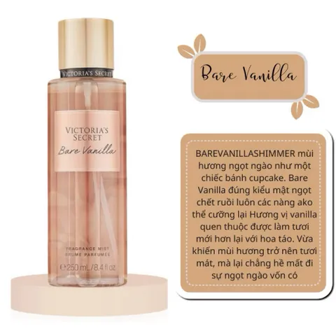 xịt thơm - Sữa Dưỡng Thể Victoria’s Secret Bare Vanilla 236ml - Dưỡng Ẩm, Làm Trắng Da, Hương Vani Quyến Rũ,