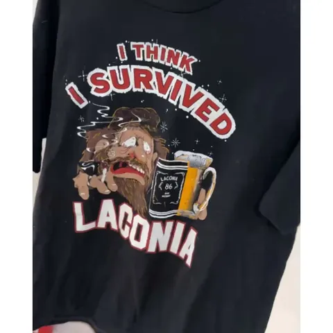 [ Limited SƯU TẦM SIZE L NEW 99%  ] Áo Vintage Harley Davison T Shirt Laconia I Think I Survived Weed Biker Bee size L