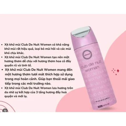 Nước hoa toàn thân nam nữ (Body Spray) Armaf Club de Nuit 200ml