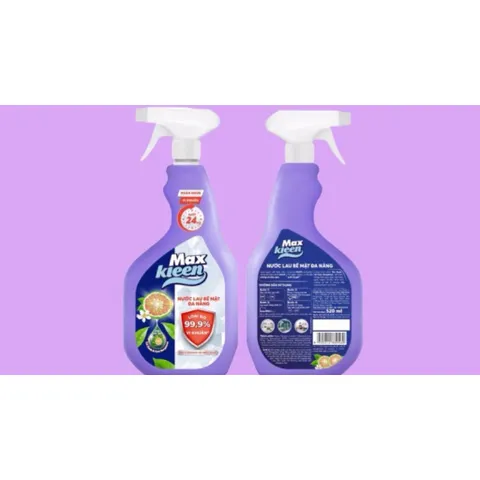 Nước lau bề mặt đa năng MaxKleen 520ml giúp làm sạch nhanh các vết bẩn, dầu mỡ trên bếp, kính, bàn ăn.