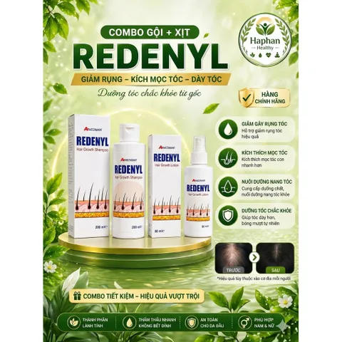 Redenly. Cặp đôi xịt, gội kích thích mọc tóc, đánh bay các chủng nấm da đầu, chống rụng tóc