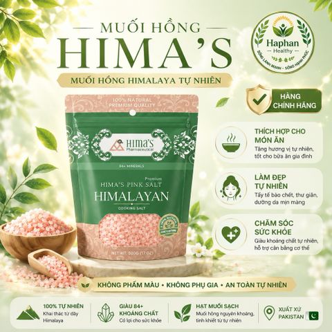( Hàng chính hãng) Muối Hồng Himalaya organic Himas chứa 84 khoáng chất , 500g