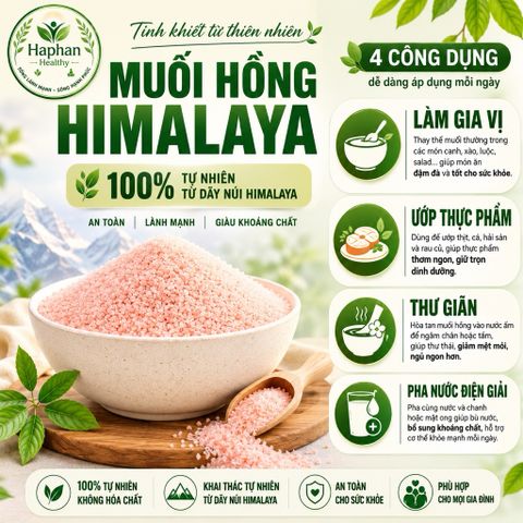 ( Hàng chính hãng) Muối Hồng Himalaya organic Himas chứa 84 khoáng chất , 500g