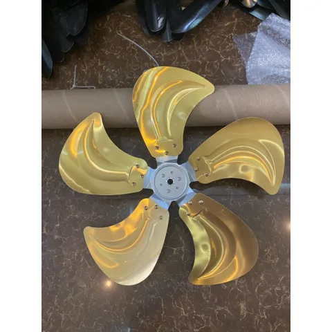 cánh nhôm vàng 5 lá kích thước 47-48cm lỗ trục 12mm lắp cho quạt công nghiệp đường kính lồng 55cm