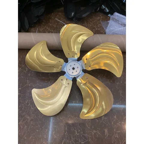 cánh nhôm vàng 5 lá kích thước 47-48cm lỗ trục 12mm lắp cho quạt công nghiệp đường kính lồng 55cm