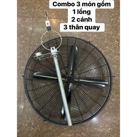 combo(3món)lồng,cánh,thân quay cho quạt công nghiệp trục 12mm đường kính lồng 80cm không mô tơ