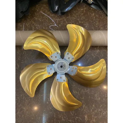 cánh nhôm vàng 5 lá kích thước 47-48cm lỗ trục 12mm lắp cho quạt công nghiệp đường kính lồng 55cm