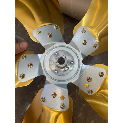 cánh nhôm vàng 5 lá kích thước 47-48cm lỗ trục 12mm lắp cho quạt công nghiệp đường kính lồng 55cm