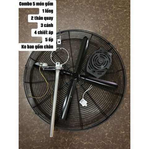 combo(5món) lồng,cánh,thân quay,ốp,chiết áp cho quạt công nghiệp đường kính lồng 80cm trục 12mm không mô tơ