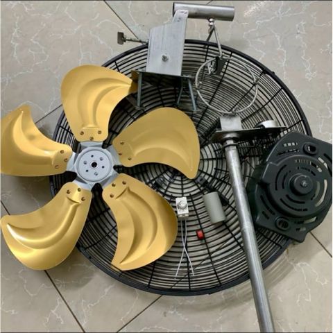 bộ phụ kiện chế quạt đường kính lồng 55cm cánh nhôm vàng  trục 12 KHÔNG MÔ TƠ