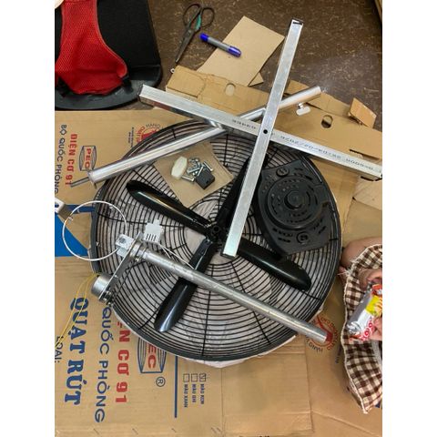 bộ phụ kiện chế quạt công nghiệp đường kính lồng 70 trục 12mm KHÔNG MÔ TƠ chân đứng