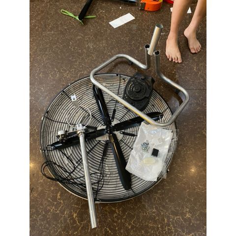 bộ phụ kiện chế quạt công nghiệp đường kính lồng 55cm trục 12mm không mô tơ chân lùn