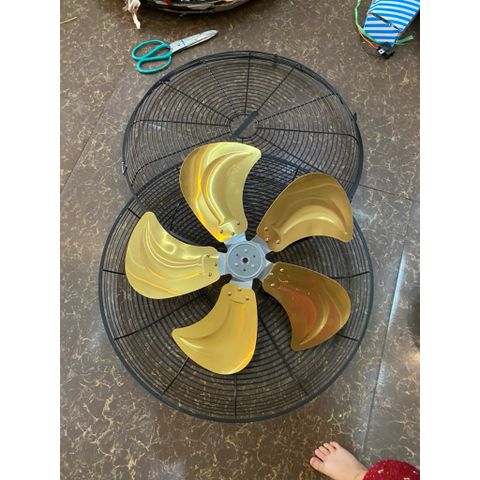 Bộ lồng -cánh đường kính lồng 55cm,cánh tai voi 5 lá nhôm vàng lỗ trục 12mm