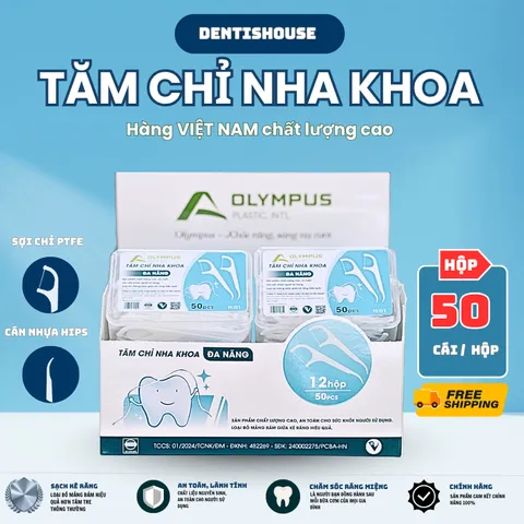 [ HÀNG CHÍNH HÃNG ] COMBO SIZE LỚN tăm chỉ nha khoa OLYMPUS. Lốc 12 hộp tặng 1 túi. Tăm chỉ nha khoa VIỆT NAM chính hãng