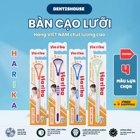 Bàn cạo lưỡi HARIKA - Dụng cụ cạo lưỡi vệ sinh răng miệng silicon - Sản phẩm vệ sinh răng miệng hàng Việt Nam.