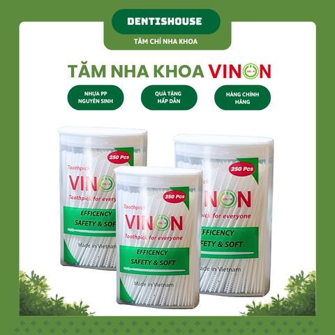 [ COMBO 5 HỘP SIZE LỚN ] tặng 1 hộp 100pcs TĂM VINON (1350 cái) Tăm nhựa xương cá VINON - Hàng Việt Nam Chất Lượng Cao