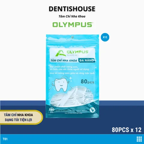 [ CHÍNH HÃNG ] COMBO 12 túi 960 cái tăm chỉ nha khoa OLYMPUS, tăm nhựa 2 đầu vệ sinh răng miệng hàng VIỆT NAM