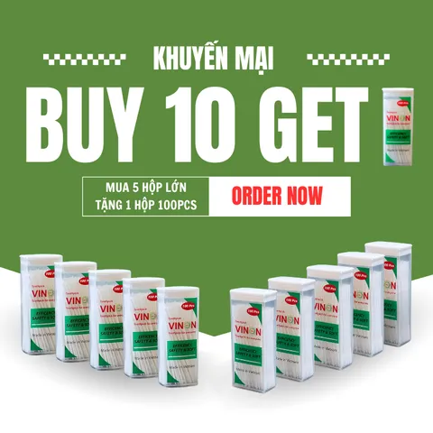 [ COMBO 10 HỘP ] SIZE NHỎ VINON Tặng 1 hộp tổng 1100pcs Tăm nhựa VINON cao cấp sản phẩm vệ sinh răng miệng hàng Việt Nam