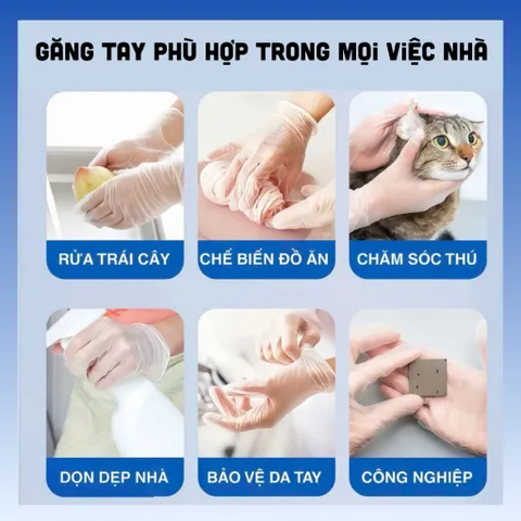 Hộp 100 chiếc Găng Tay Cao Su Y Tế VT Glove Không Bột – Găng Tay Nitrile Đa Dụng Spa, Nail, Chế Biến Thực Phẩm.