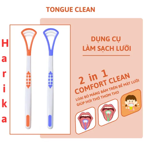 Bàn cạo lưỡi HARIKA - Dụng cụ cạo lưỡi vệ sinh răng miệng silicon - Sản phẩm vệ sinh răng miệng hàng Việt Nam.