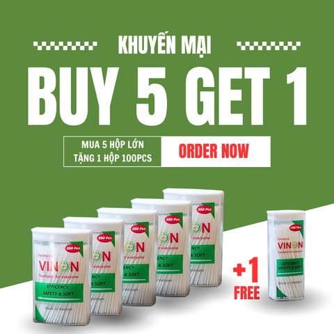 [ COMBO 5 HỘP SIZE LỚN ] tặng 1 hộp 100pcs TĂM VINON (1350 cái) Tăm nhựa xương cá VINON - Hàng Việt Nam Chất Lượng Cao