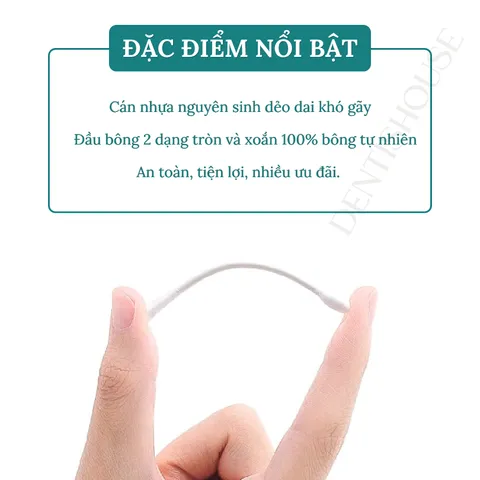 [ Hàng Việt Nam ]  Hộp 200 cái Tăm bông 2 đầu MOMI, Tăm bông thân nhựa kháng khuẩn ngoáy mũi ngoáy tai cho cả gia đình.