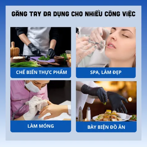 Hộp 100 chiếc Găng Tay Cao Su Y Tế VT Glove Không Bột – Găng Tay Nitrile Đa Dụng Spa, Nail, Chế Biến Thực Phẩm.