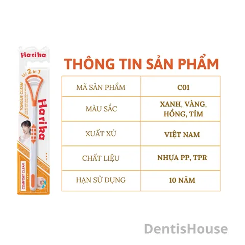 Bàn cạo lưỡi HARIKA - Dụng cụ cạo lưỡi vệ sinh răng miệng silicon - Sản phẩm vệ sinh răng miệng hàng Việt Nam.