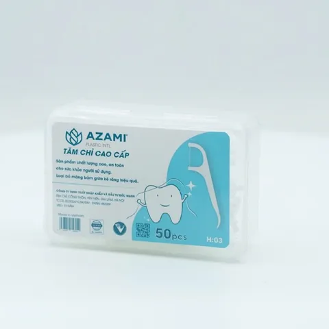 Tăm Chỉ Nha Khoa AZAMI hộp nhỏ tiện lợi 50pcs sợi PTFE cao cấp, Siêu mảnh không sơ dành cho răng khít và nướu nhạy cảm.