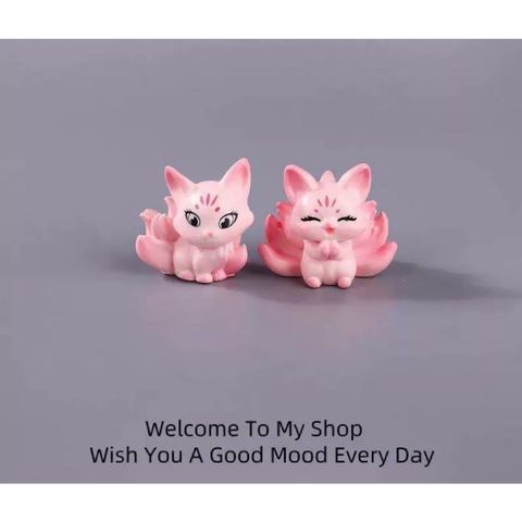 🌸🦊 CẶP CÁO HỒ LY MINI HỒNG – DECOR XINH XẮN, MAY MẮN & ĐÁNG YÊU 🦊🌸kích thước khoảng 3.4*4.2cm
