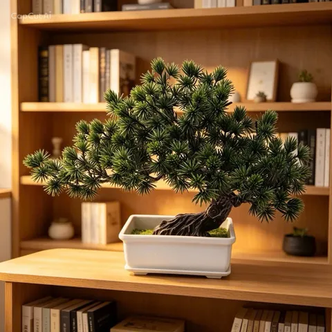 Cây tùng bon sai bằng nhựa trang trí phòng kích thước 26*24cm