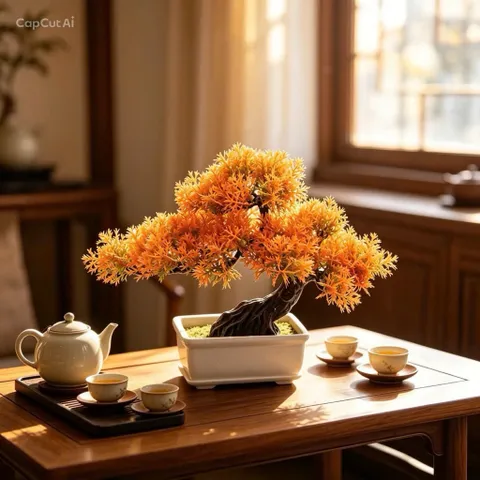 Cây tùng bon sai bằng nhựa trang trí phòng kích thước 26*24cm