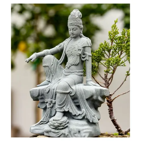 Tượng Quan Âm đá sa thạch cao 14,5 cm _ Deco phong thuỷ