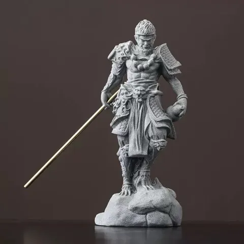Tượng wukong - Tôn ngộ không đá sa thạch trang trí tiểu cảnh,bể cá… cao 21,5cm