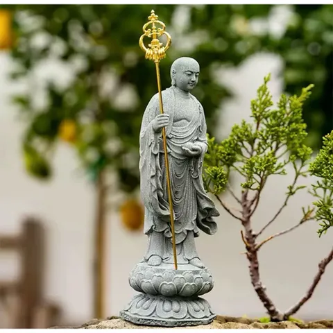 Tượng Địa Tạng Vương Bồ Tát đá sa thạch cao 22 cm - Deco phong thuỷ ý nghĩa