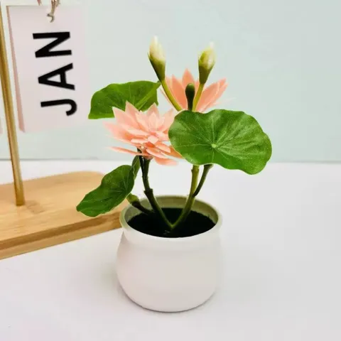 Chậu hoa sen giả trang trí phòng - bằng nhựa kích thước khoảng 12*10cm
