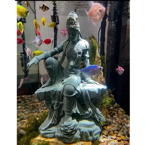 Tượng Quan Âm đá sa thạch cao 14,5 cm _ Deco phong thuỷ