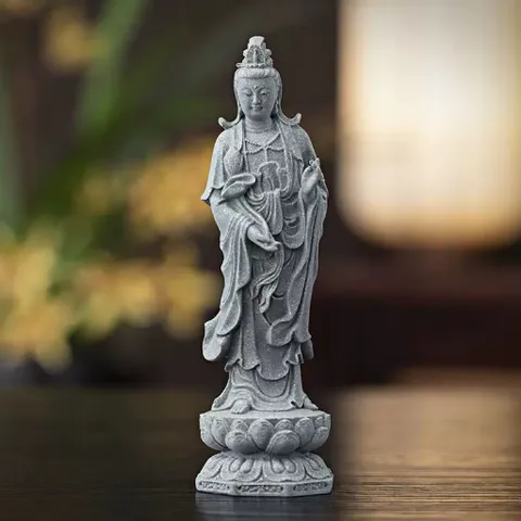 Bộ tượng tam thánh Tây Phươg chất liệu đá sa thạch kích thước cao 20cm ý nghĩa đạo phật deco