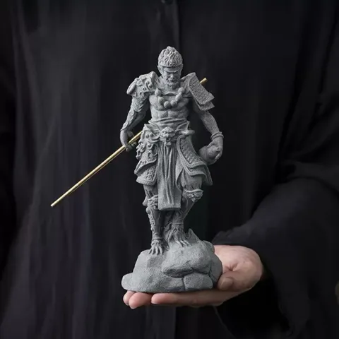 Tượng wukong - Tôn ngộ không đá sa thạch trang trí tiểu cảnh,bể cá… cao 21,5cm