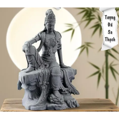 Tượng Quan Âm đá sa thạch cao 14,5 cm _ Deco phong thuỷ