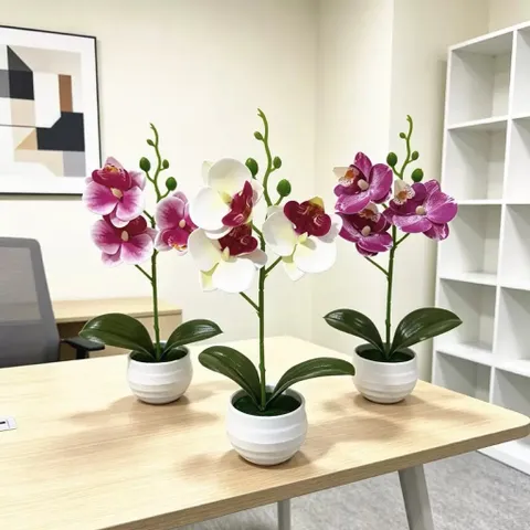 Chậu hoa lan giả deco không gian sống bằng nhựa kích thước khoảng 25*12cm
