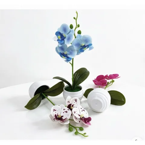 Chậu hoa lan giả deco không gian sống bằng nhựa kích thước khoảng 25*12cm