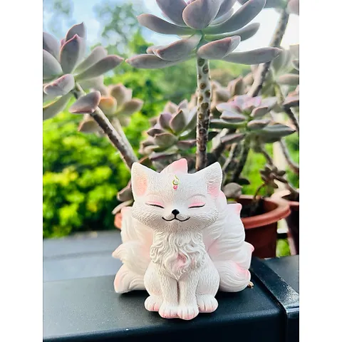Tượng hồ ly chín đuôi chất liệu resin cao cấp cao 10cm trang trí tiểu cảnh,deco phòng…