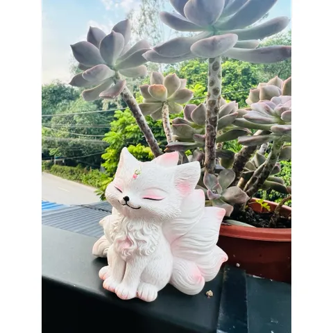 Tượng hồ ly chín đuôi chất liệu resin cao cấp cao 10cm trang trí tiểu cảnh,deco phòng…