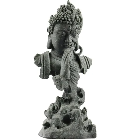 Diện phật thiện -ác bằng đá sa thạch trang trí bế cả,hòn non bộ,chậu cây,thác khói … kích thước 13.5*7.5cm