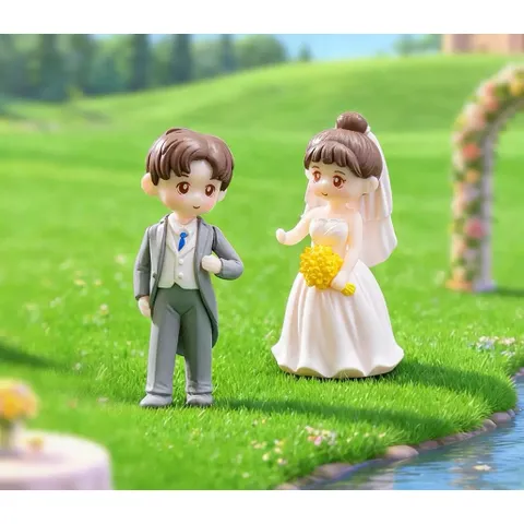 Mô hình cặp đôi cô dâu chú dể deco tiểu cảnh,bàn học,bàn làm việc,ô tô bằng nhựa cao cấp kích thước 6*3 cm