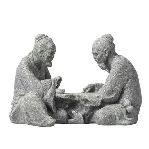 Tượng hai ông lão đánh cờ đá sa thạch kích thước 5.5*9,5 cm- deco tiểu cảnh,hòn non bộ,bể cá,bàn trà…