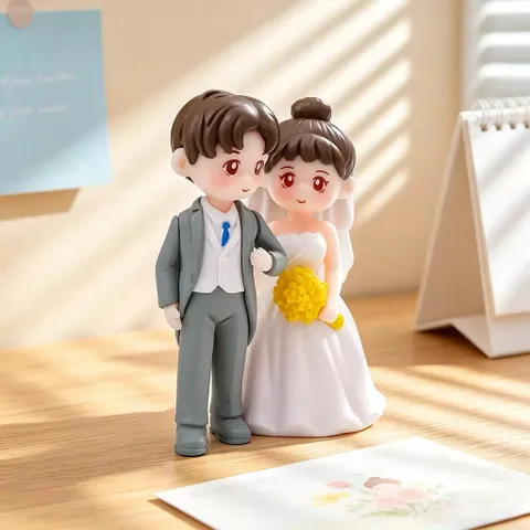 Mô hình cặp đôi cô dâu chú dể deco tiểu cảnh,bàn học,bàn làm việc,ô tô bằng nhựa cao cấp kích thước 6*3 cm