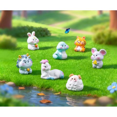 12 con giáp mini cute bằng nhựa kích thước khoảng 3.5cm -deco phòng, ô tô